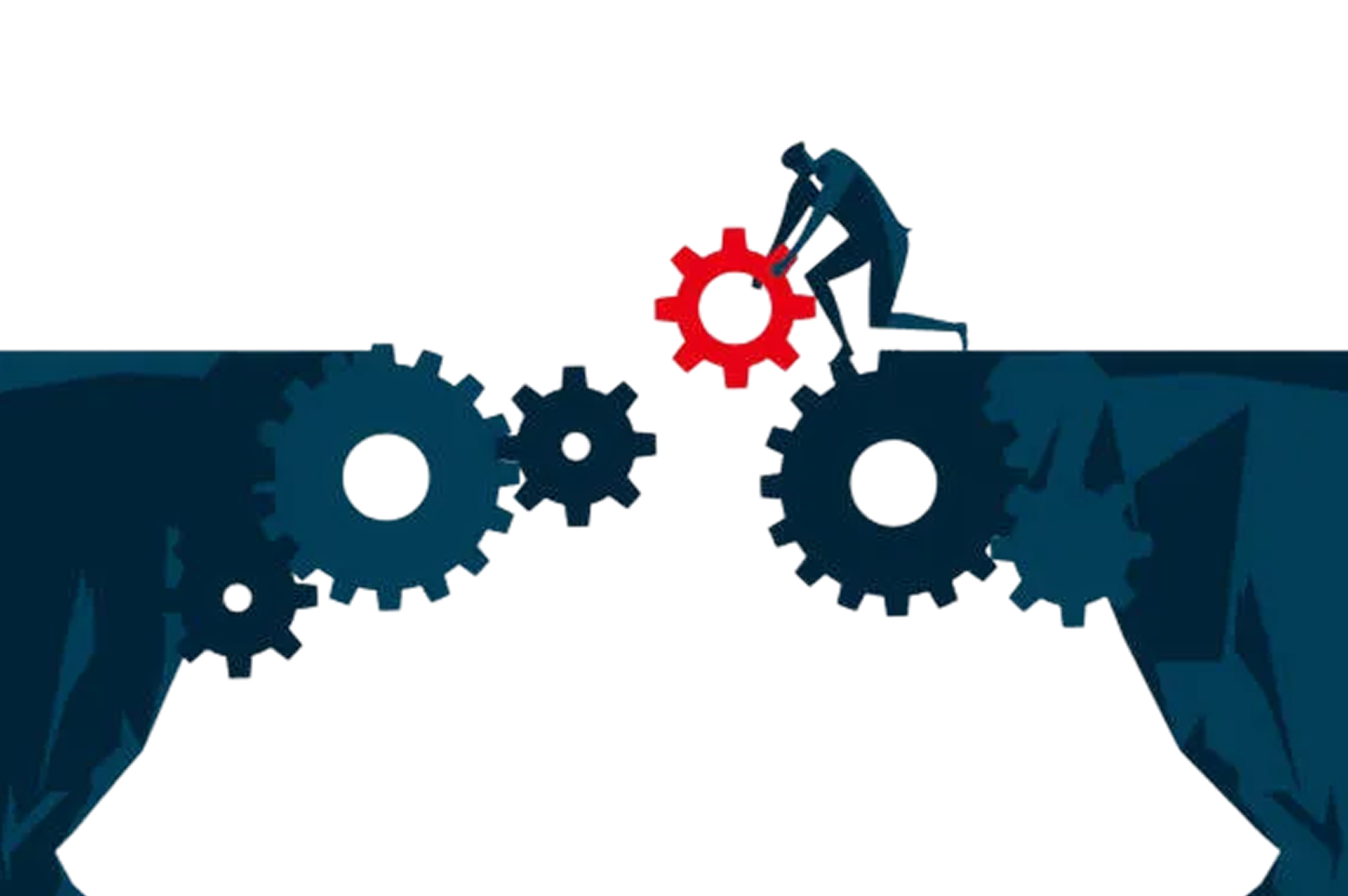 Illustration of bridging a gap with gears